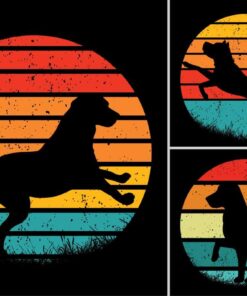 Retro Vintage Sunset Dog T-Shirt Graphic